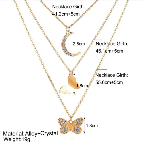butterfly moon layered necklace - Picture 6 of 6